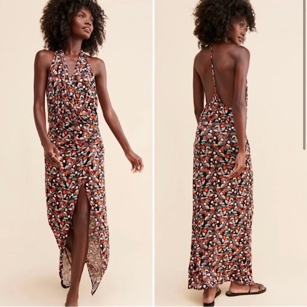 NWT Free People Daria Halter Dress in Black